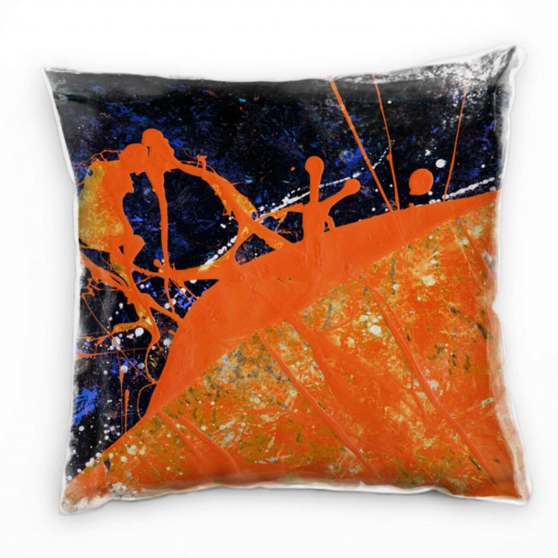 Couch Sofa Lounge Zierkissen in 40x40cm Leuchtorange Blauschwarz Weiß