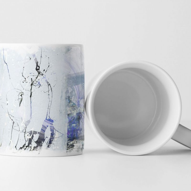 Tasse Geschenk Splashart, Linien, blau, Malerei, abstrakt