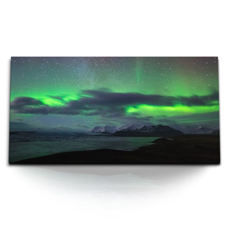 Kunstdruck Bilder 120x60cm Polar grüner Himmel Sterne Astrofotografie