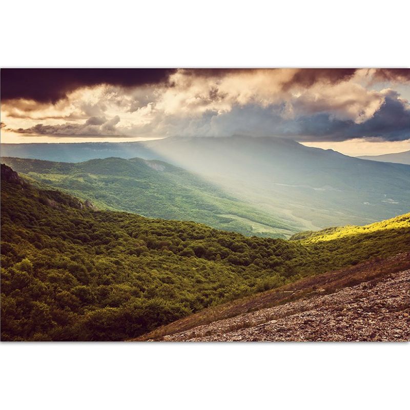 120x80cm Landschaft Berge Wiesen Krim Wolken