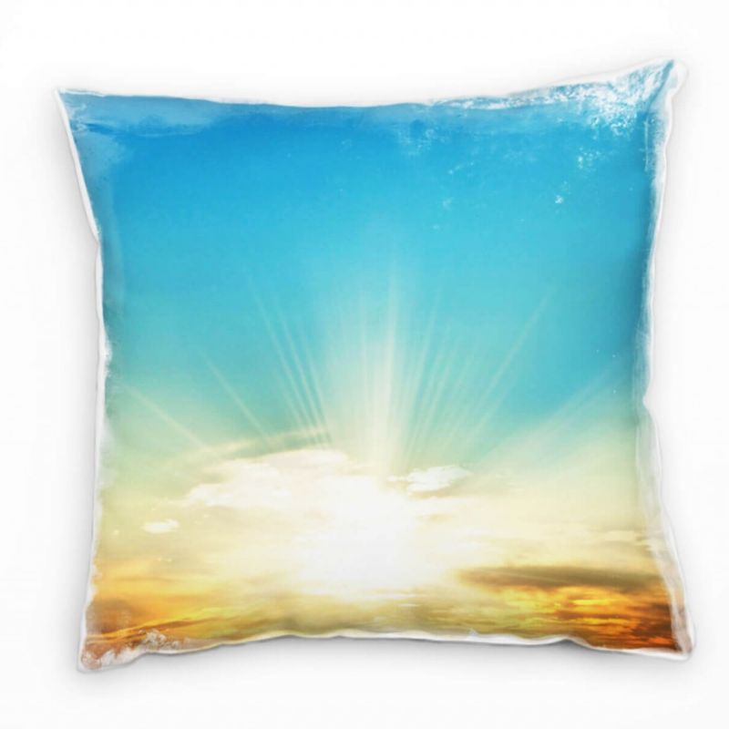 Natur, blau, gelb, orange, Sonnenuntergang, Himmel Deko Kissen 40x40cm für Couch Sofa Lounge Zierkis