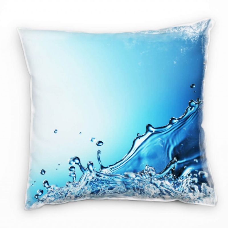 Macro, blau, Wasser, Wassertropfen Deko Kissen 40x40cm für Couch Sofa Lounge Zierkissen