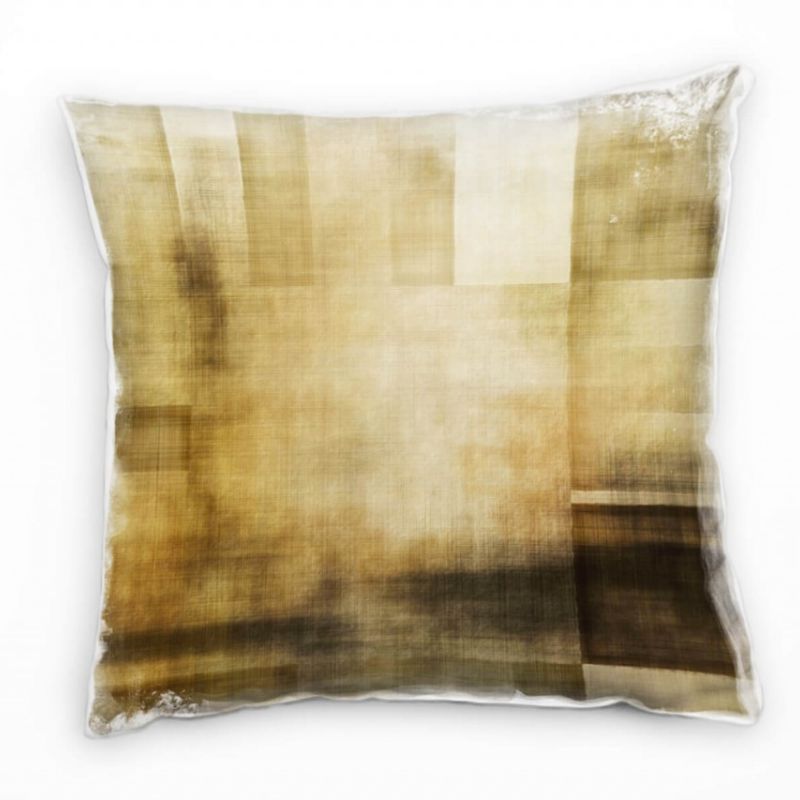 Abstrakt, gemalt, beige, braun, gold Deko Kissen 40x40cm für Couch Sofa Lounge Zierkissen