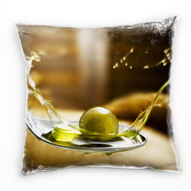 Macro, Olive, Öl, braun, grün Deko Kissen 40x40cm für Couch Sofa Lounge Zierkissen