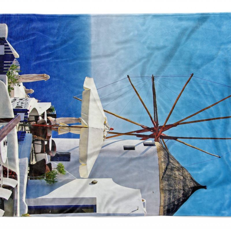 Handtuch Strandhandtuch Saunatuch Kuscheldecke  mit Fotomotiv Santorini Griechen