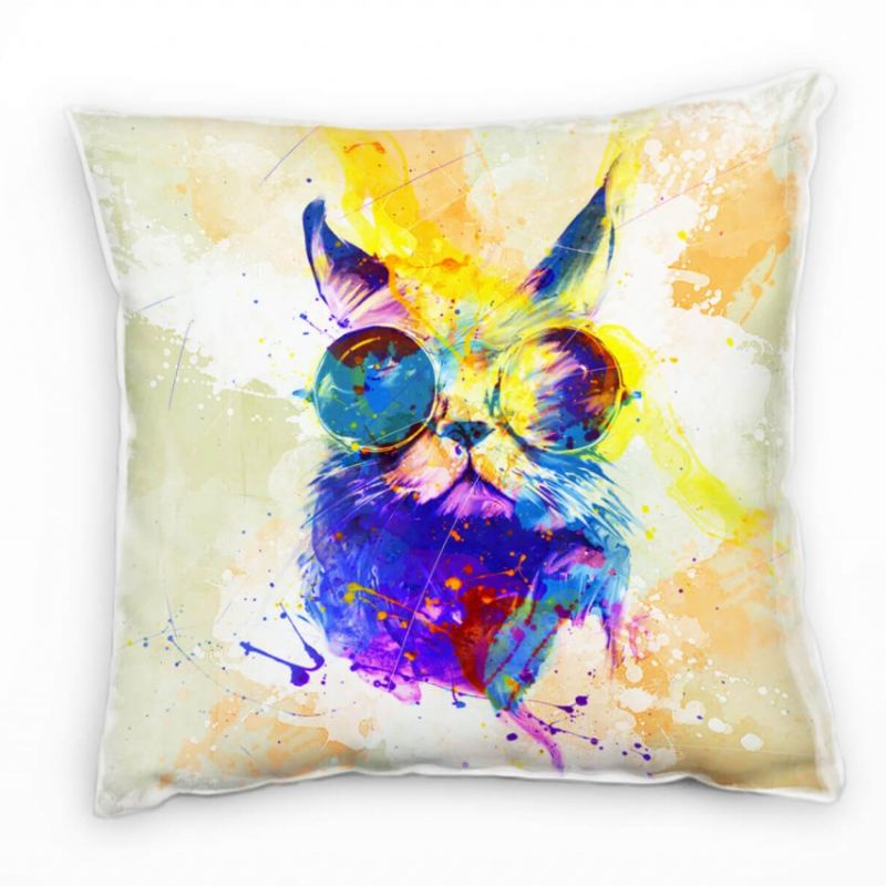 Cool Cat Deko Kissen Bezug 40x40cm für Couch Sofa Lounge Zierkissen