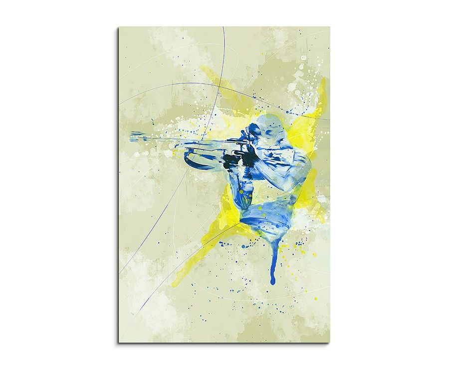 Biathlon I 90x60cm SPORTBILDER Paul Sinus Art Splash Art Wandbild Aquarell Art