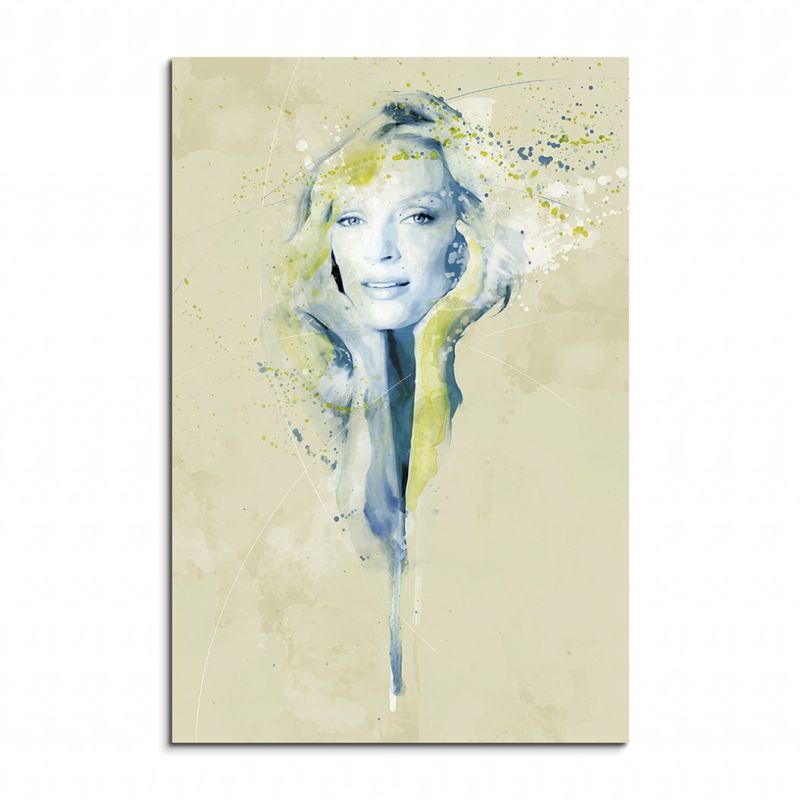 Uma Thurman III Aqua 90x60cm Wandbild Aquarell Art