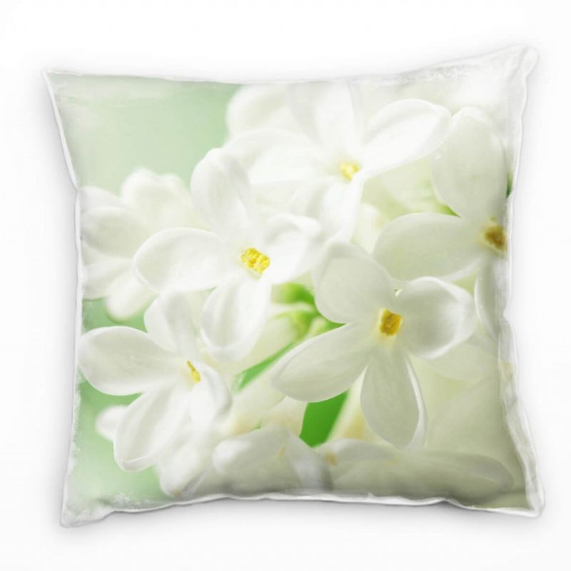 Macro, Blumen, Fliederblüten, weiß, grün, gelb Deko Kissen 40x40cm für Couch Sofa Lounge Zierkissen