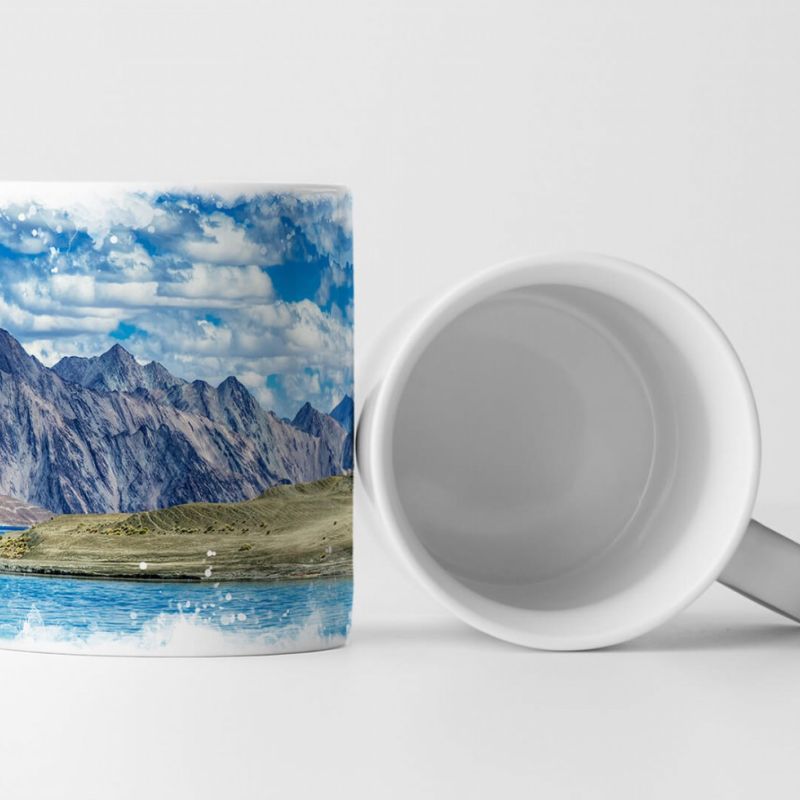 Tasse Geschenk Landschaftsfotografie – Berge am Pangong Tso See Tibet