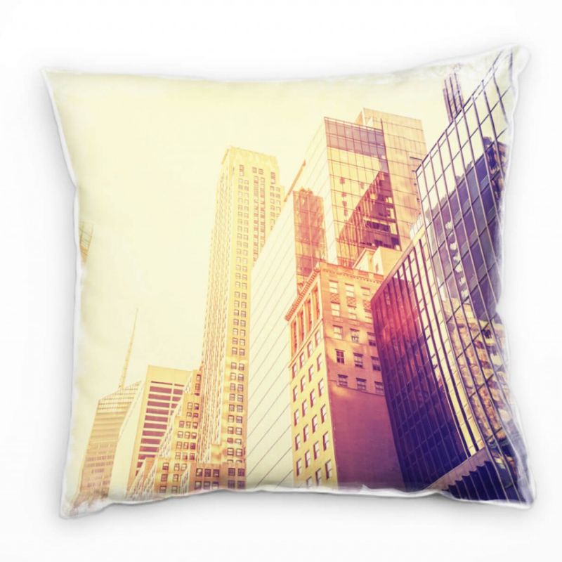 City, New York, Manhattan, Sonnenuntergang, gelb Deko Kissen 40x40cm für Couch Sofa Lounge Zierkisse