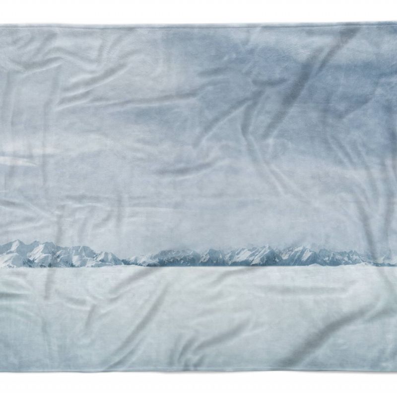 Handtuch Strandhandtuch Saunatuch Kuscheldecke mit Fotomotiv Berge Schnee Bergkette