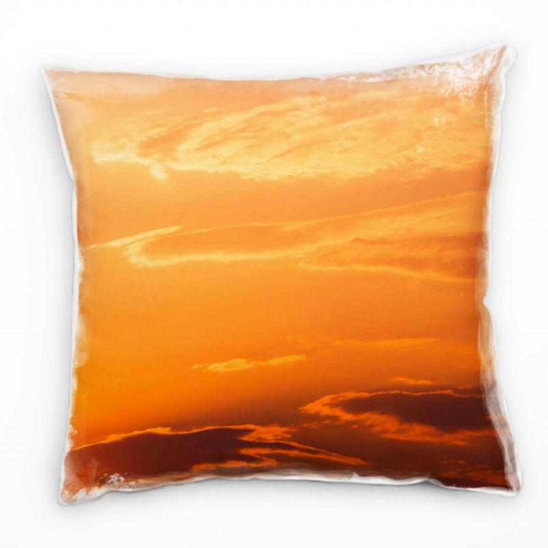 Natur, Himmel, Wolken, Sonnenuntergang, orange Deko Kissen 40x40cm für Couch Sofa Lounge Zierkissen