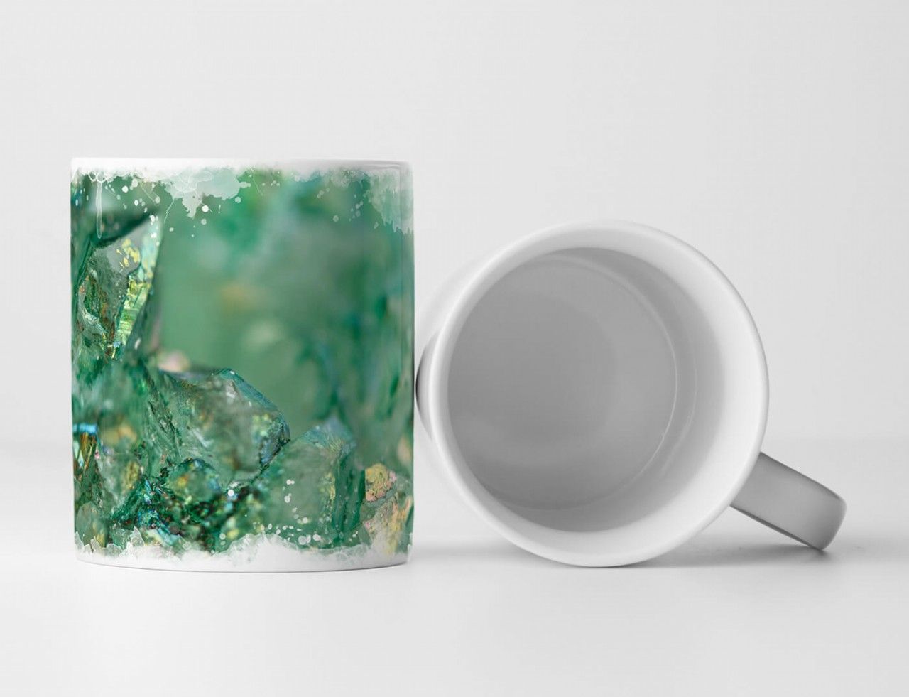 Tasse Geschenk Naturfotografie – Funkelnde grüne Kristalle