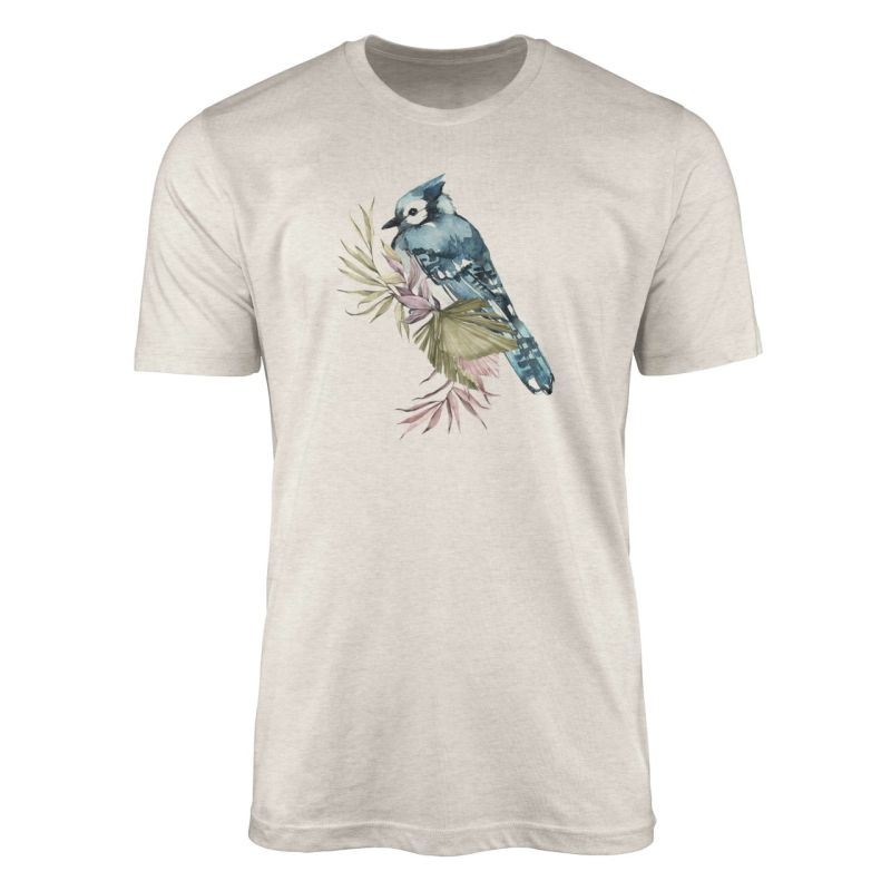 Herren Shirt Organic T-Shirt  Aquarell Motiv kleiner Vogel Bio-Baumwolle Ökomode Nachhaltig Farbe