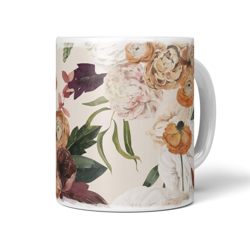 Dekorative Tasse mit schönem Motiv Blumen Blumenstrauß Vintage Pastelltöne Bouquet