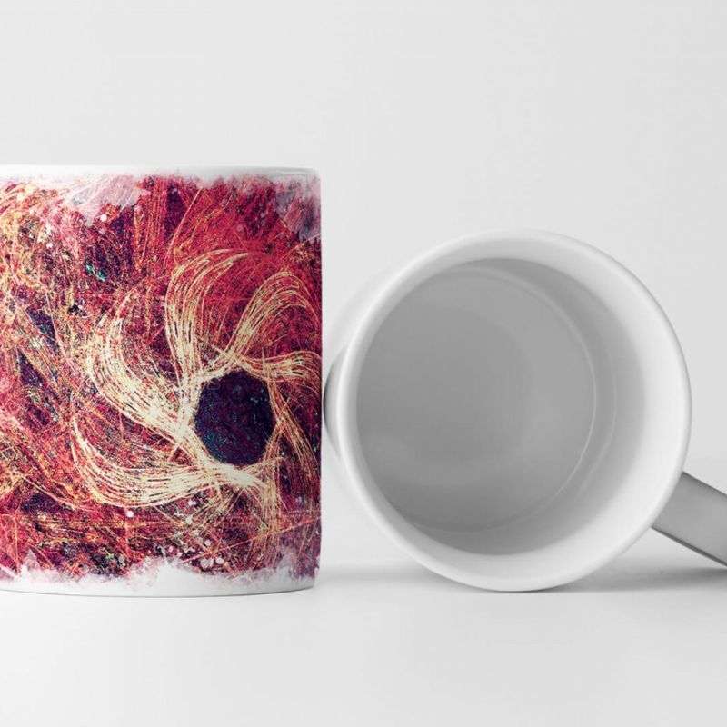 Tasse Geschenk Kreis umgeben von rot gelben Wirbeln