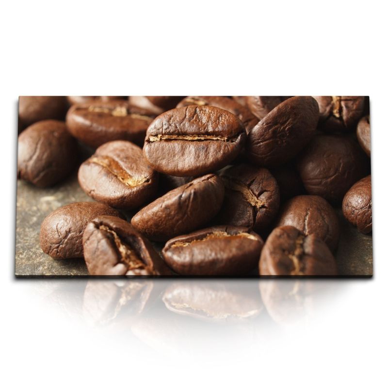 Kunstdruck Bilder 120x60cm Kaffee Kaffeebohnen Braun Barista Küche