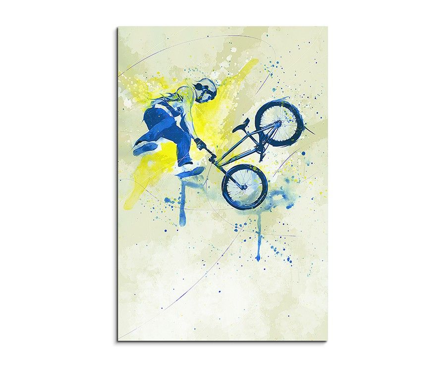 BMX I 90x60cm SPORTBILDER Paul Sinus Art Splash Art Wandbild Aquarell Art