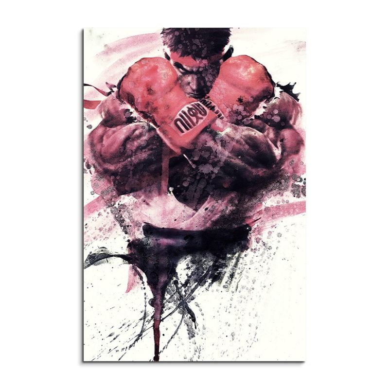 Street Fighter 90x60cm  Aquarell Art Leinwandbild