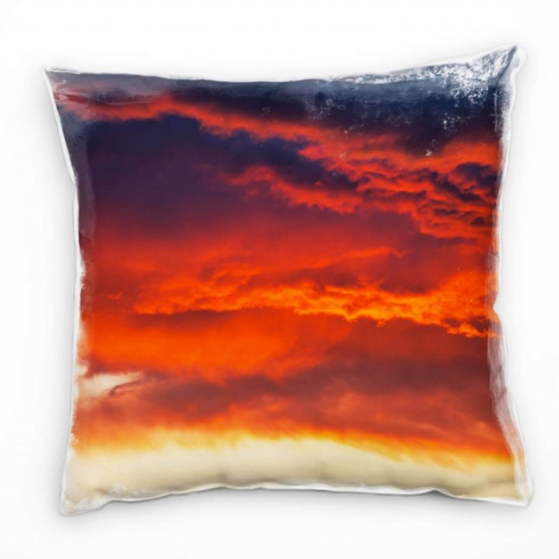 Natur, rot, grau, Sonnenuntergang, rote Wolken Deko Kissen 40x40cm für Couch Sofa Lounge Zierkissen