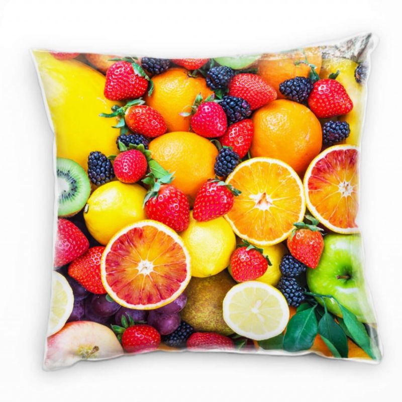 Macro, frisches Obst, bunt Deko Kissen 40x40cm für Couch Sofa Lounge Zierkissen