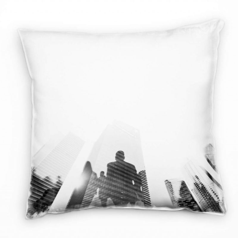 City, Abstrakt, Hochhäuser, Menschen, grau Deko Kissen 40x40cm für Couch Sofa Lounge Zierkissen