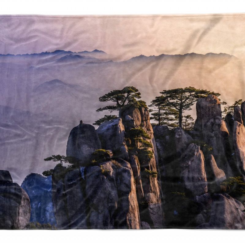 Handtuch Strandhandtuch Saunatuch Kuscheldecke mit Fotomotiv Berge Bäume Asien Natur