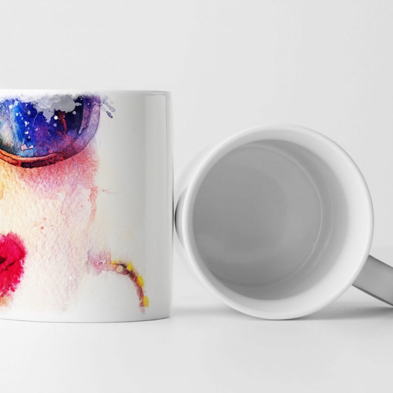 Tasse Geschenk Bild – Frau mit Sonnenbrille Kreolen und Kussmund