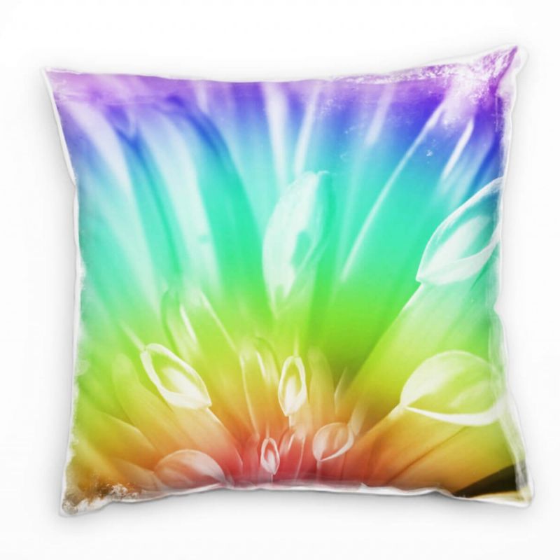 Blumen, Macro, bunt, Regenbogenfarben Deko Kissen 40x40cm für Couch Sofa Lounge Zierkissen