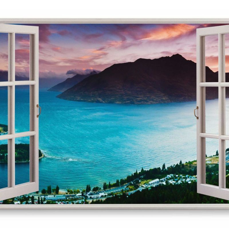 Wandbild 120x80cm Fensterbild Lake Wakatipu Neuseeland See Natur Berge