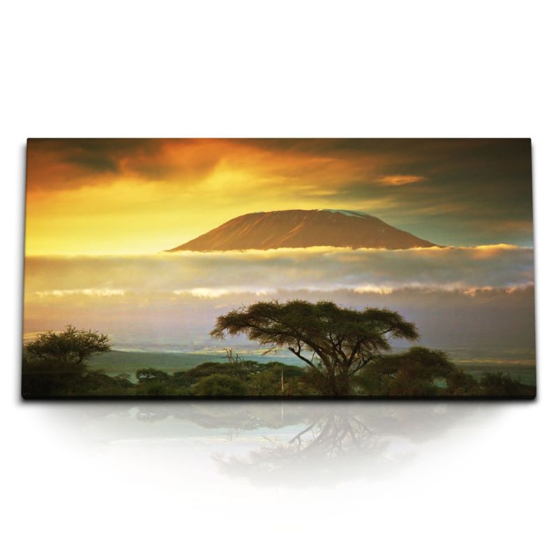 Kunstdruck Bilder 120x60cm Kilimandscharo Berg Afrika Landschaft Natur Wolken