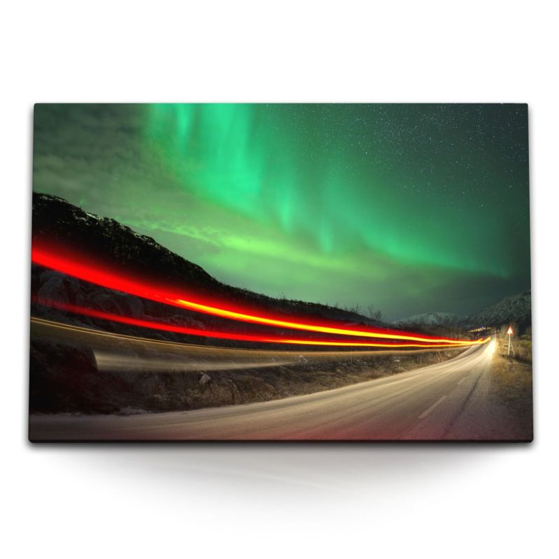 120x80cm Wandbild auf Leinwand Polar Norden Astrofotografie Nacht Straße