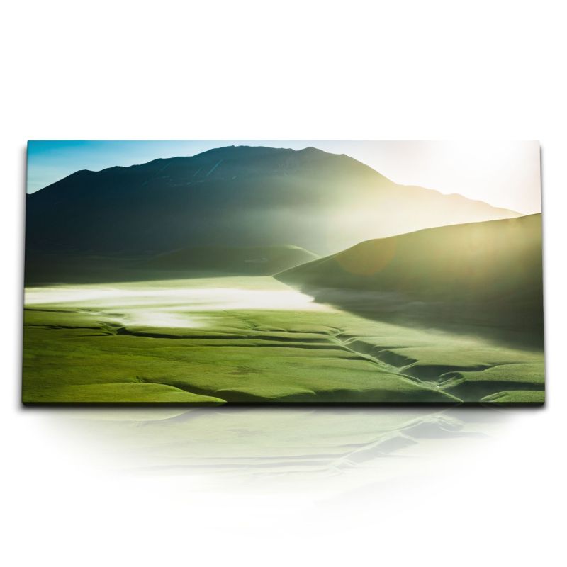 Kunstdruck Bilder 120x60cm Umbrien Italien Landschaft Grün Natur Sonnenuntergang