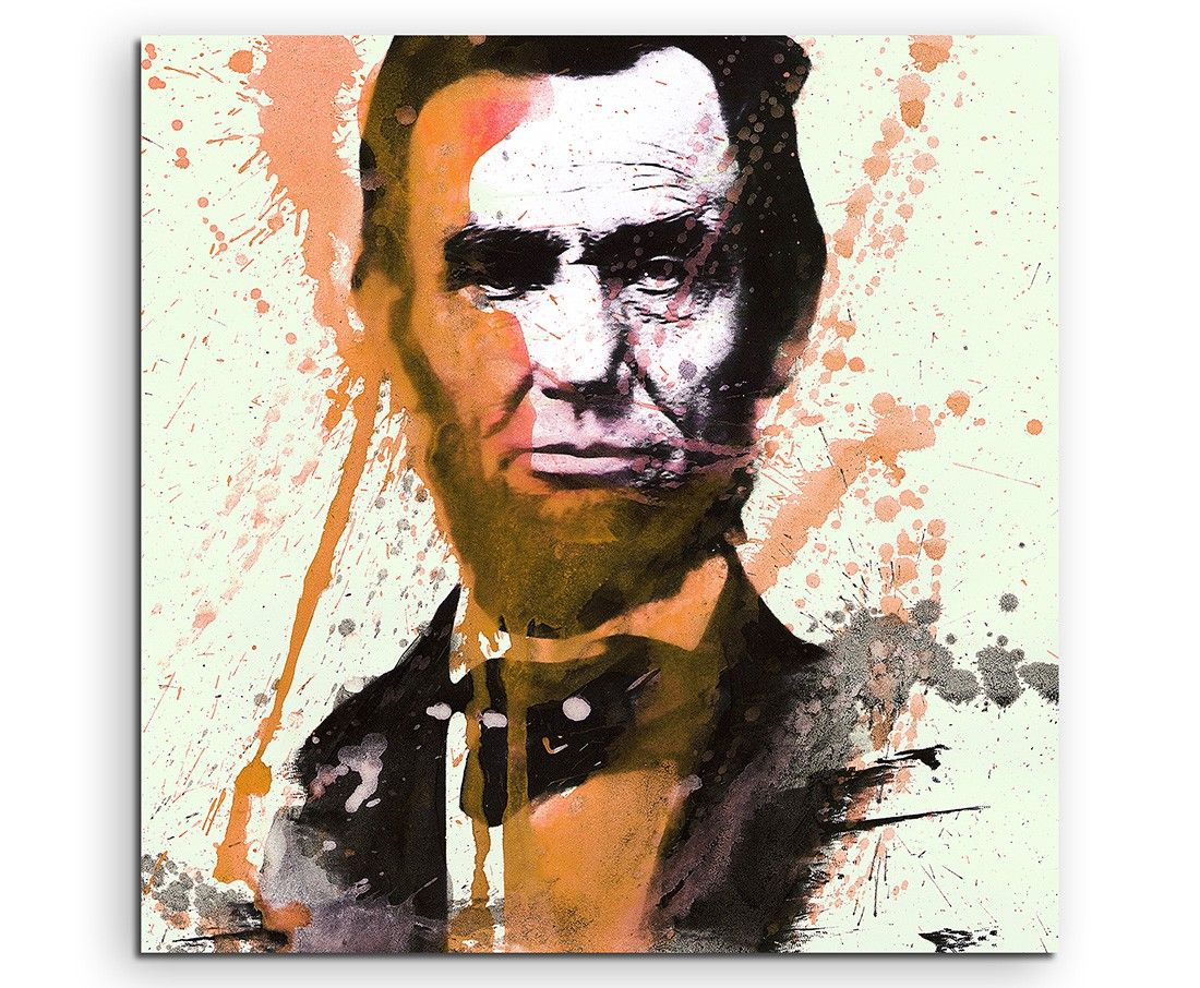 Abraham Lincoln 60x60cm  Aquarell Art Leinwandbild