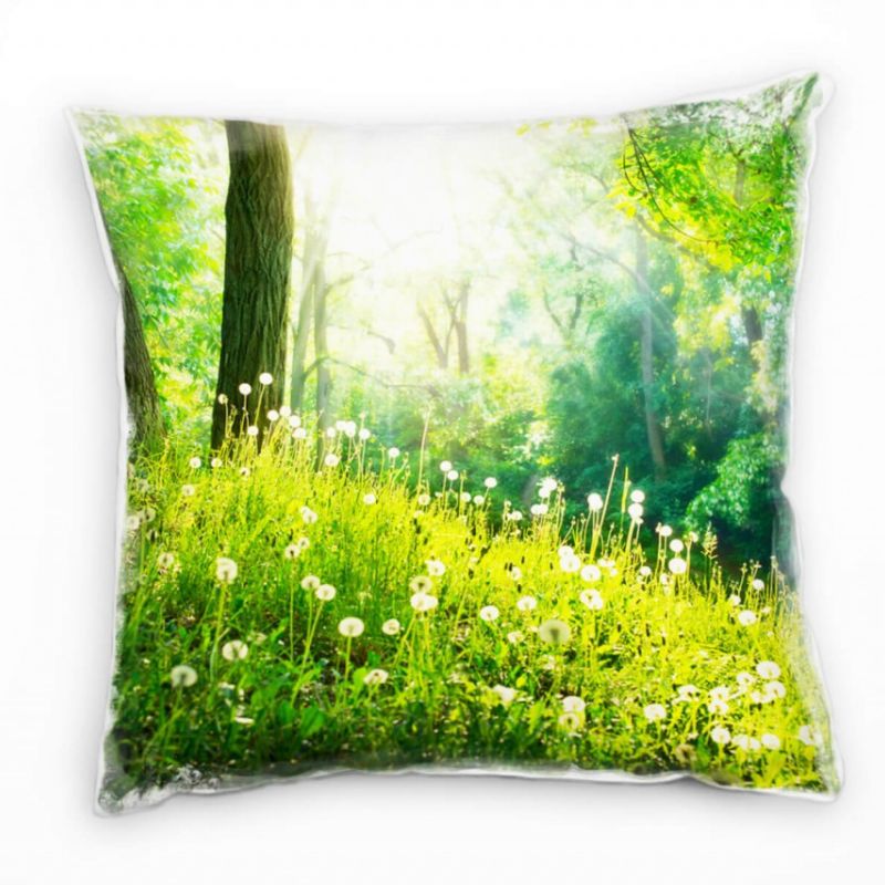 Natur, Wiese, grün, Wald, Bäume, Licht, Deko Kissen 40x40cm für Couch Sofa Lounge Zierkissen