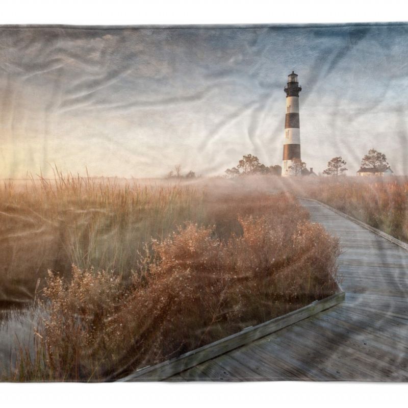 Handtuch Strandhandtuch Saunatuch Kuscheldecke  mit Fotomotiv Ostsee Leuchtturm