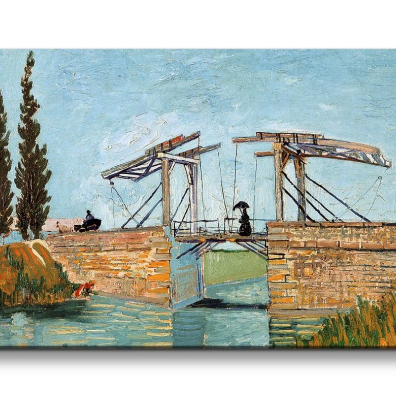 Remaster 120x60cm Vincent Van Gogh Impressionismus Weltberühmtes Gemälde Flussbrücke Steinbrücke Som