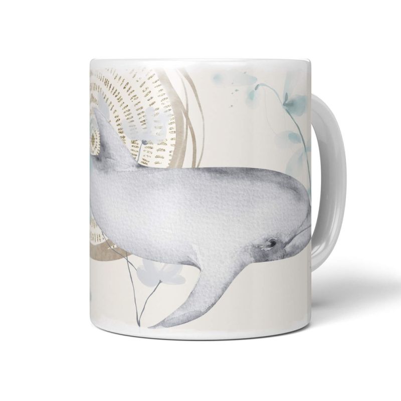 Dekorative Tasse mit schönem Motiv Delfin Wasserfarben Aquarell Wunderschön Kunstvoll