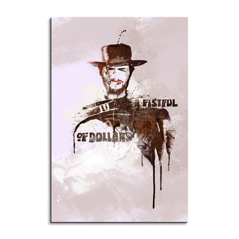 A Fistful of Dollars 90x60cm Aquarell Art Wandbild auf Leinwand fertig gerahmt Original Sinus Art