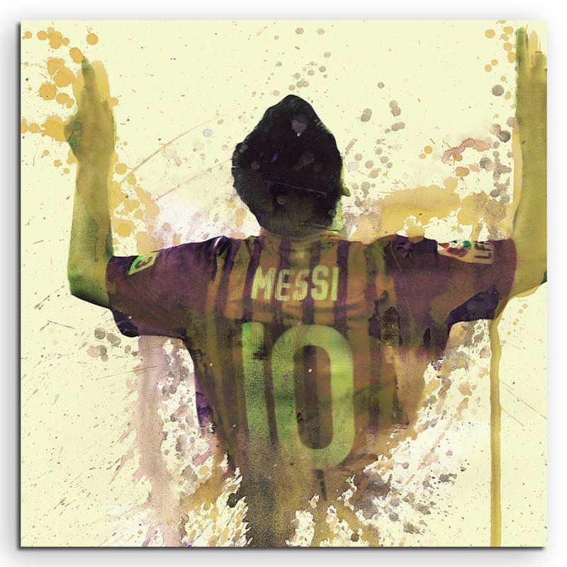 Messi 60x60cm  Aquarell Art Leinwandbild