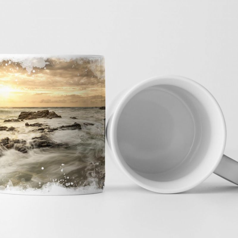 Tasse Geschenk Landschaftsfotografie – Strand mit dramatischen Wellen