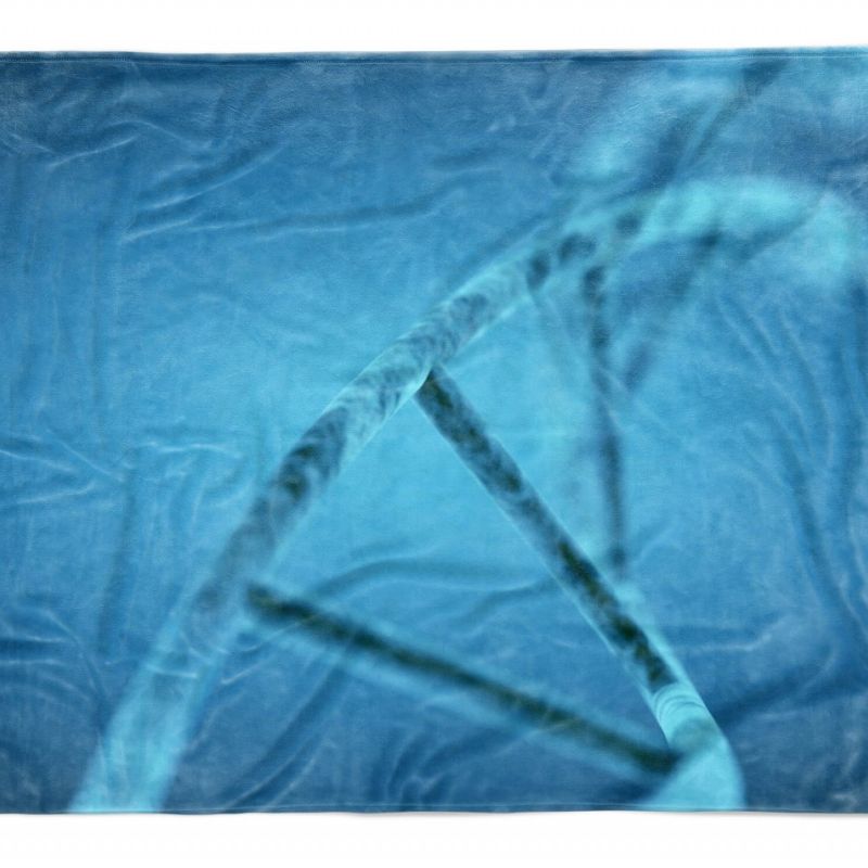 Handtuch Strandhandtuch Saunatuch Kuscheldecke mit Fotomotiv DNA Blau Makro Kunst