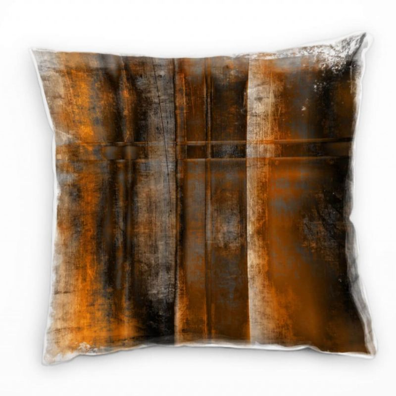 Abstrakt, orange, braun, schwarz, grau, Linien, Rost Deko Kissen 40x40cm für Couch Sofa Lounge Zierk