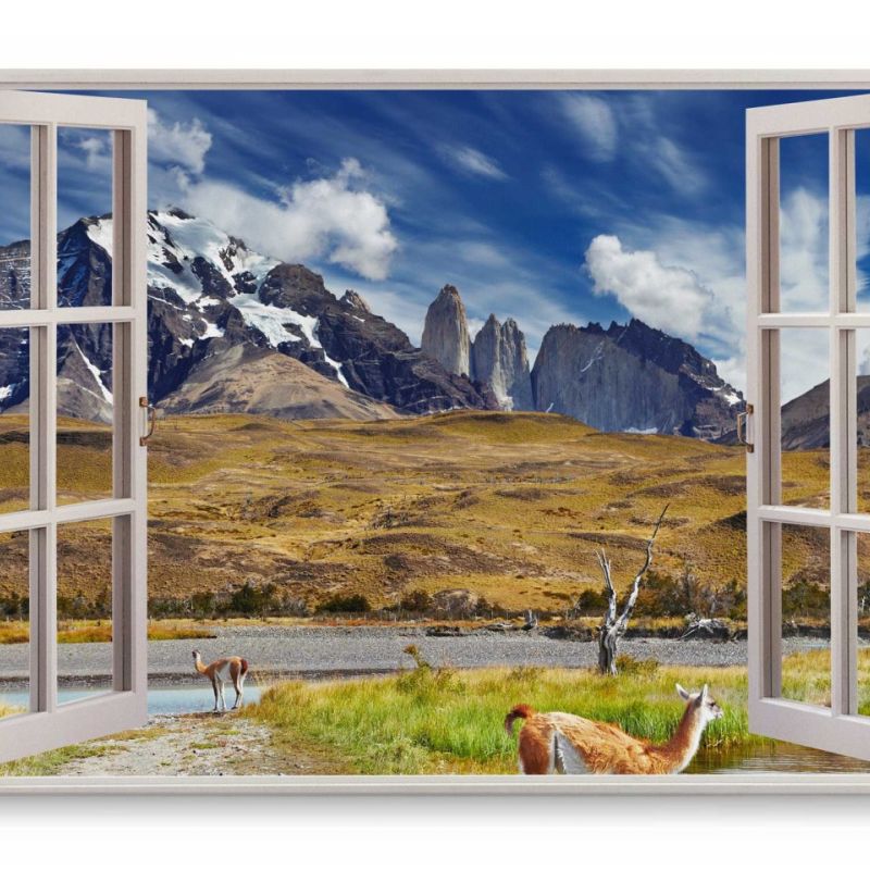 Wandbild 120x80cm Fensterbild Peru Landschaft Berge Natur blauer Himmel Südamerika