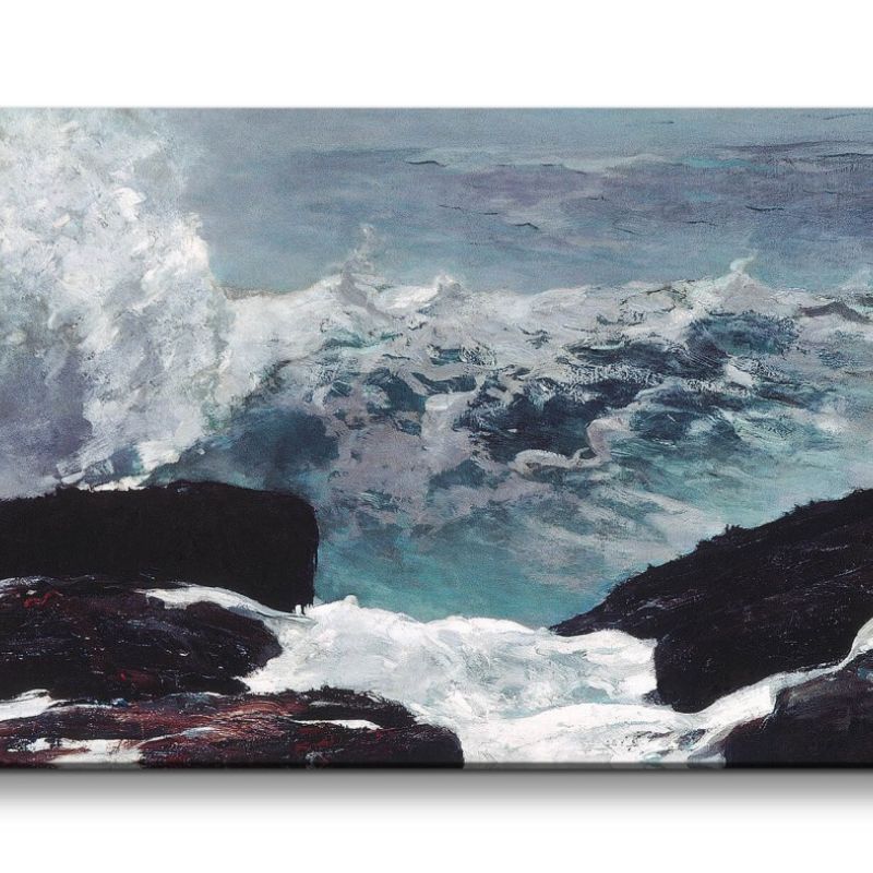 Remaster 120x60cm Winslow Homer weltberühmtes Wandbild Northeaster Meer Felsen Wellen