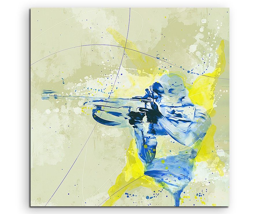 Biathlon I 60x60cm SPORTBILDER Paul Sinus Art Splash Art Wandbild Aquarell Art