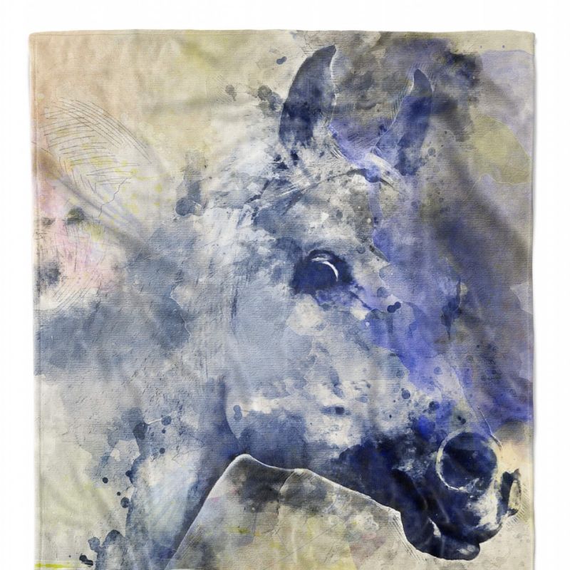 Handtuch Strandhandtuch Saunatuch Kuscheldecke SplashArt Tier Serie Kunstvoll Horse Motiv