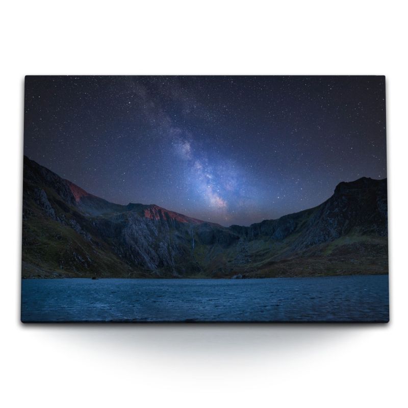 120x80cm Wandbild auf Leinwand Milchstraße Galaxie Astrofotografie Sternenhimmel Berge