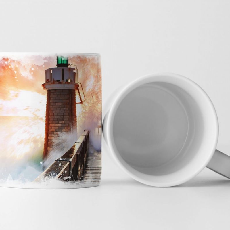 Tasse Geschenk Landschaftsfotografie – Leuchtturm bei rauer See